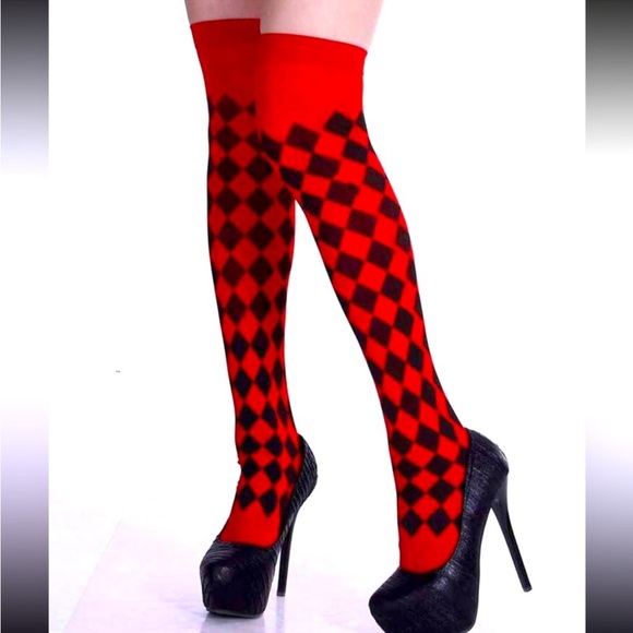 Bow tie strappy back checkered pattern panty & over the knee socks checkered - Picture 9 of 11